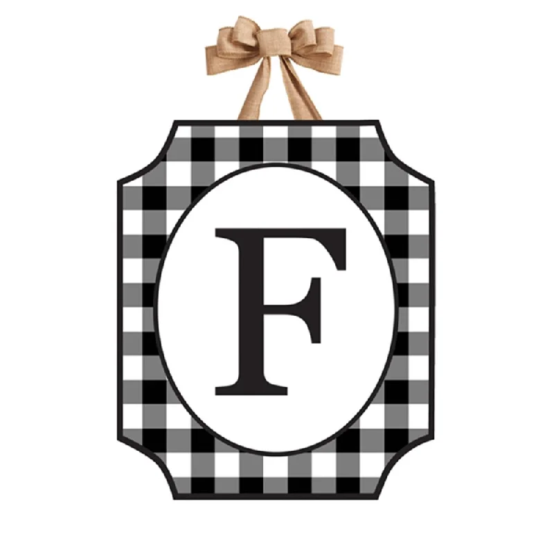 Black And White Checkered Monogram Door Décor