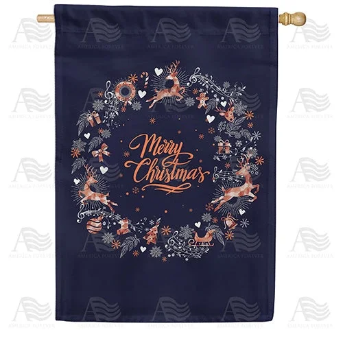 Blue Christmas Double Sided House Flag