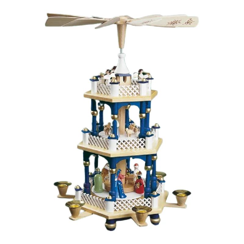 Blue and White Nativity Pyramid by Richard Glasser GmbH