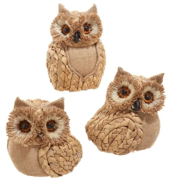 4.75" Brown Wicker Owl Ornament