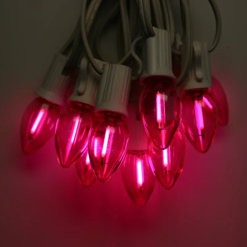 C7 Pink Smooth Filament LED (SMD) Bulbs E12 Bases (25 Pack)