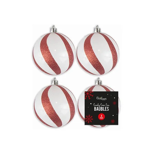 Candy Cane Baubles 8cm 4 Pack