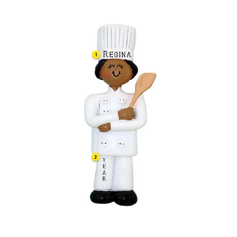 Personalized Chef Ornament - Female, African American