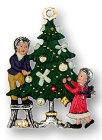 Children decorate the Christmas Tree by Kuehn Pewter