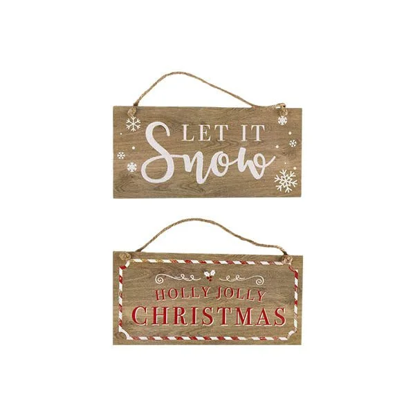 Christmas At Home Wooden Plaque 12x25cm