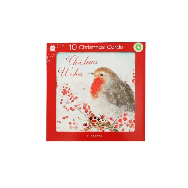 Christmas Cards Square Robin 10 Pack