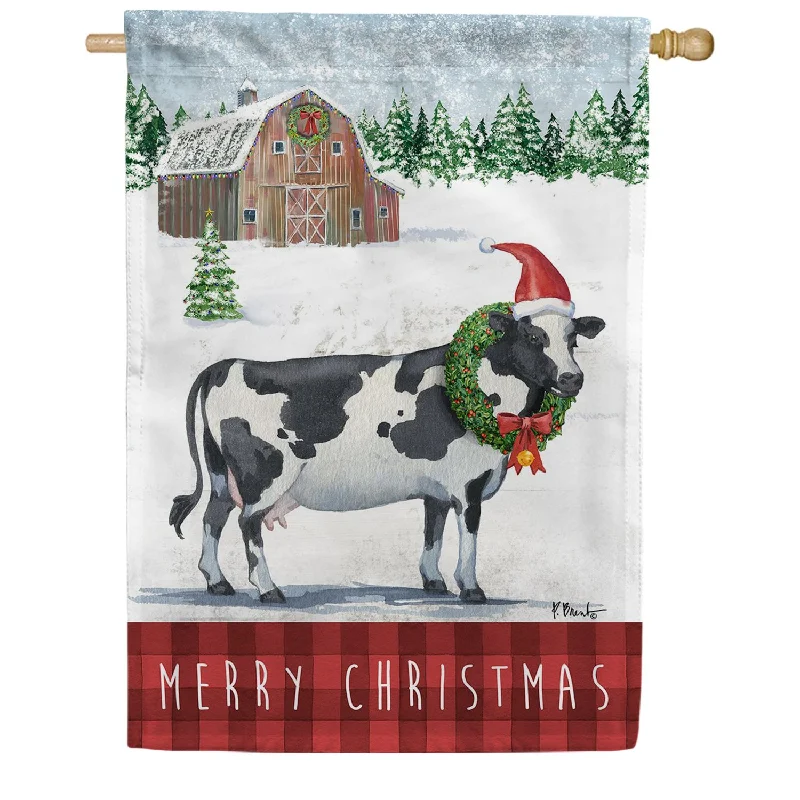 Christmas Cow House Flag