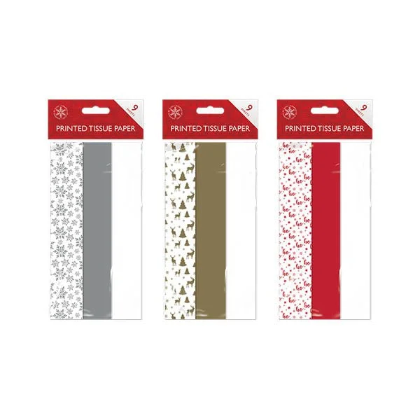 Christmas Printed Tissue Paper 9 Pack