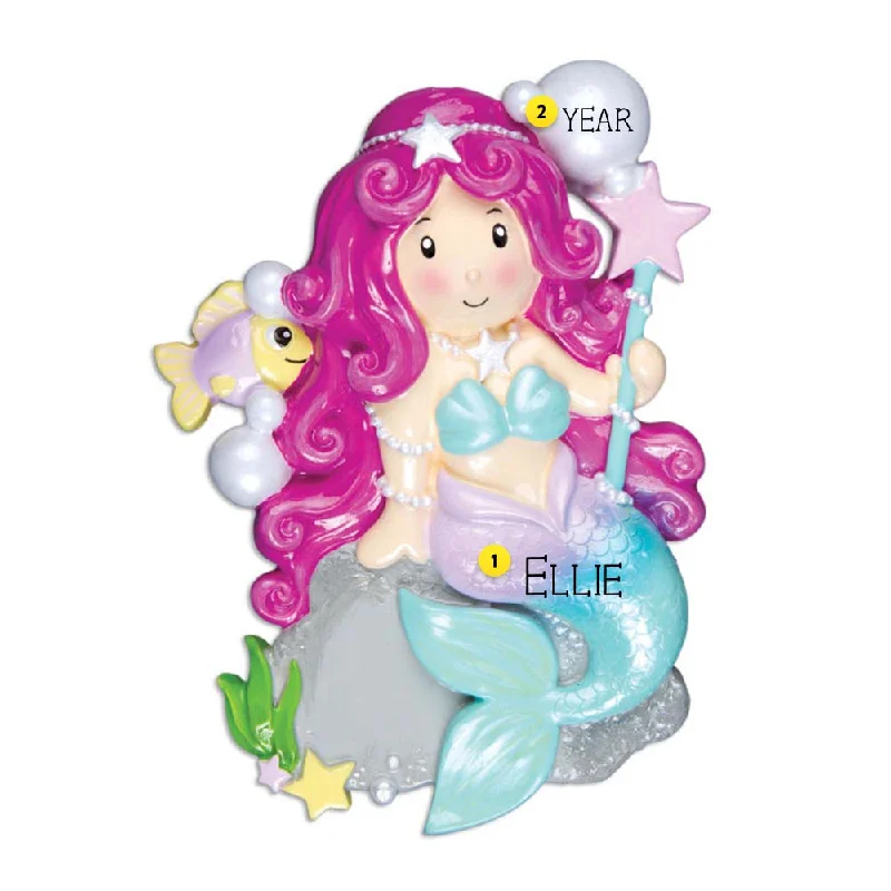 Personalized Colorful Mermaid Ornament