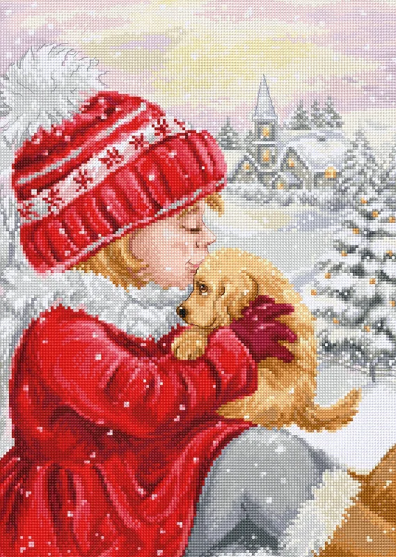 Cross Stitch Kit Luca-S - Girl Kissing Puppy, BU5027