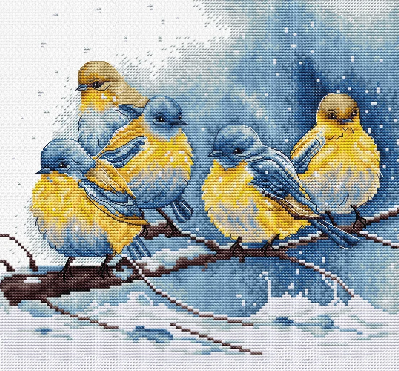 Cross Stitch Kit Luca-S - Eastern Bluebirds, BU5028