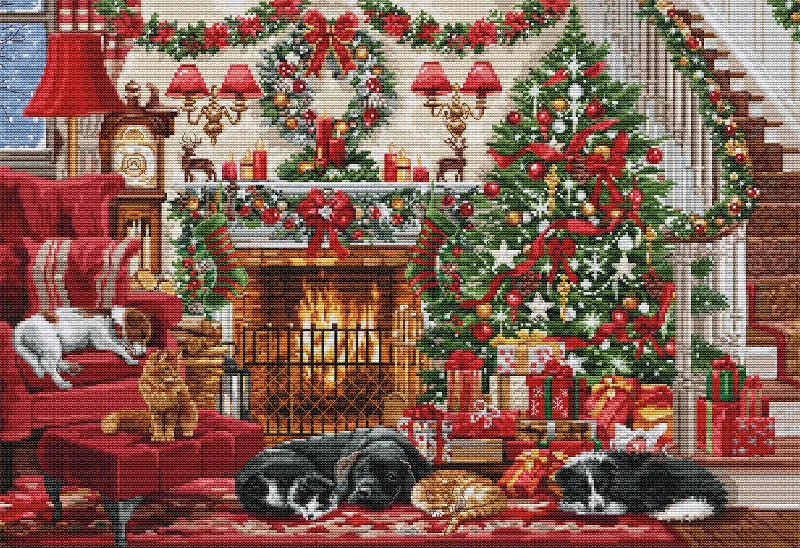 Cross Stitch Kit Luca-S GOLD - Cosy Fireplace, BU5041