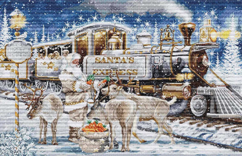 Cross Stitch Kit Luca-S Gold - Santa’s Express White, BU5038