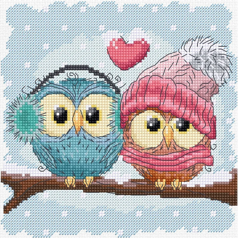 Cross Stitch Kit Luca-S - Two Cute Owls B1400