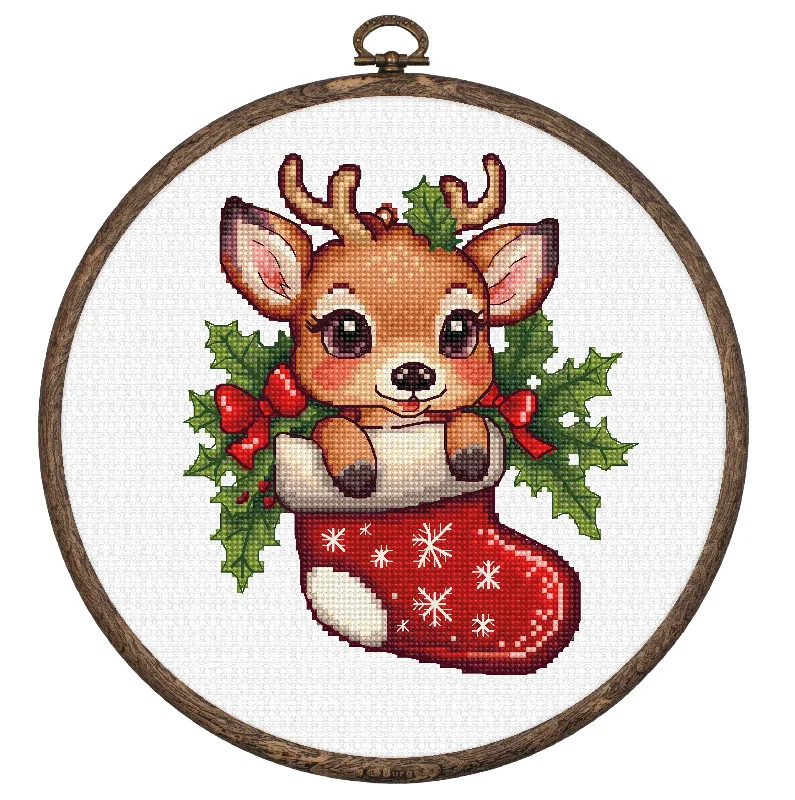 Cross Stitch Kit with Hoop Included Luca-S - Santa's Surprise, BC236