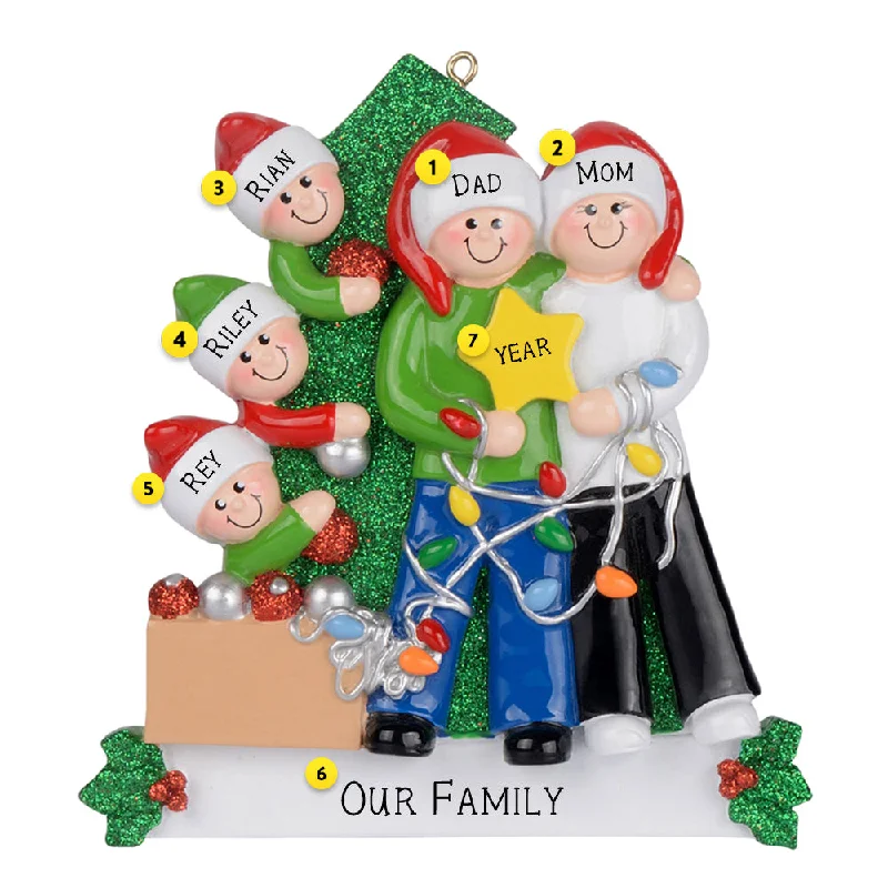 Personalized Decorating The Tree Family of 5 Ornament