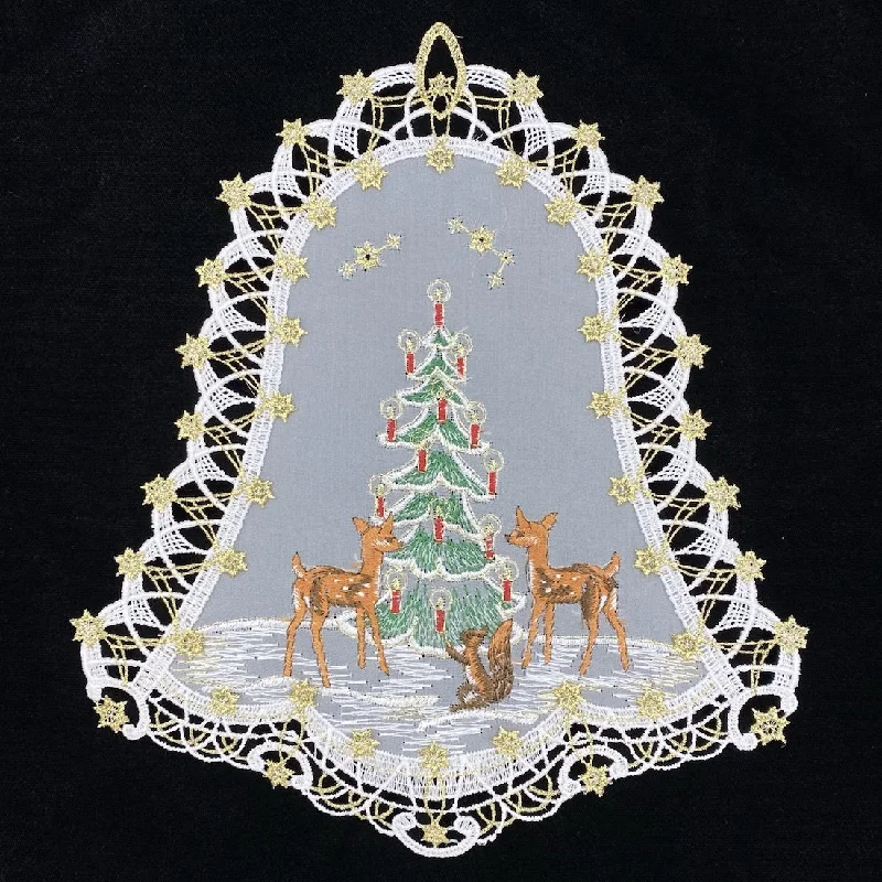 Deer and Tree in Lace Bell Frame Window Hanging by StiVoTex Vogel