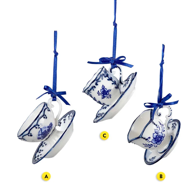 Delft Blue Tea Cup and Saucer Ornament