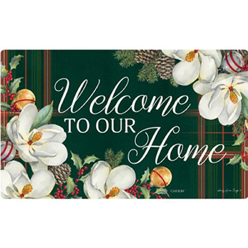 Elegant Magnolia Christmas Doormat