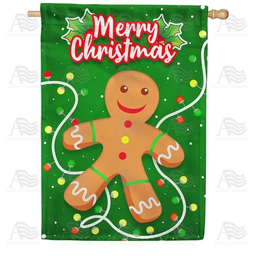 Festive Gingerbread Man Double Sided House Flag