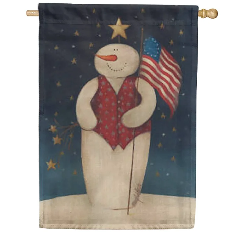 Flag Waving Snowman House Flag