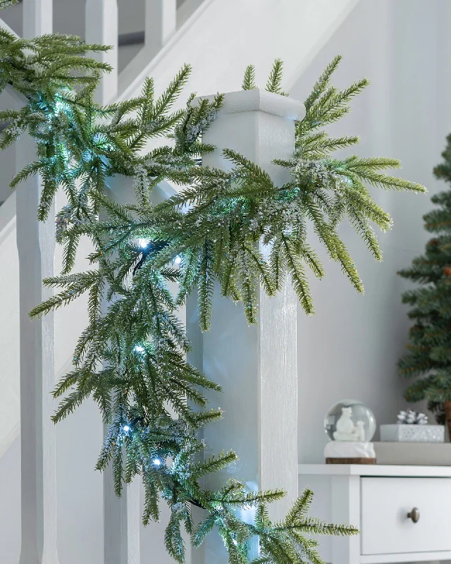 Pre-Lit Frosted Fir Garland, 9 ft