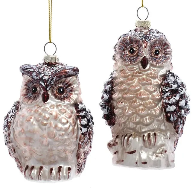 Glass Brown Owl Ornament