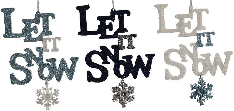 Glitter "Let It Snow" Snowflake Ornaments