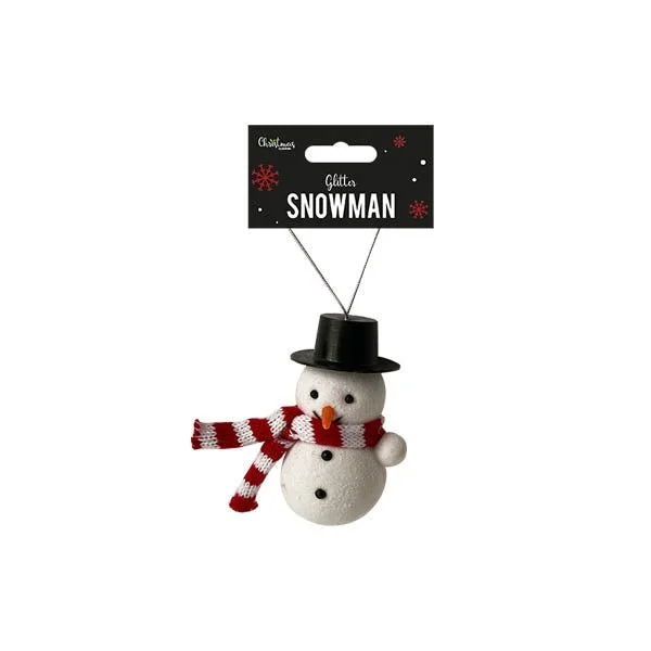 Glitter Snowman Decoration 8cm