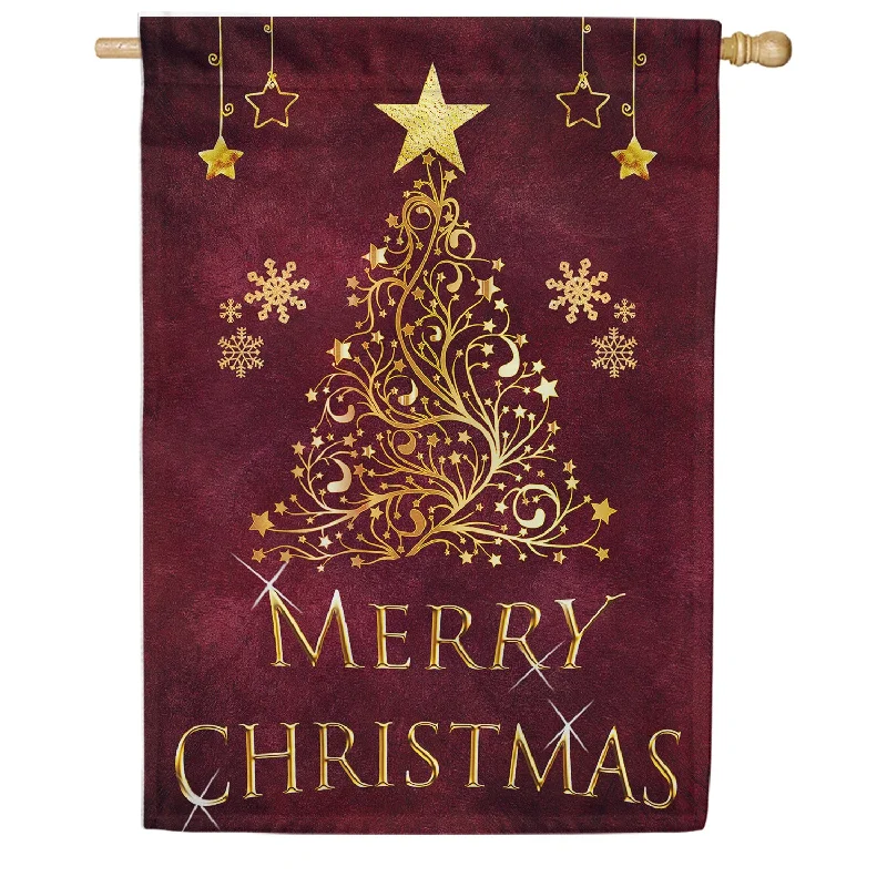 Golden Christmas Double Sided House Flag