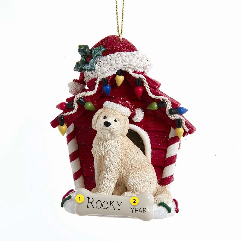 Personalized Goldendoodle in Dog House Ornament