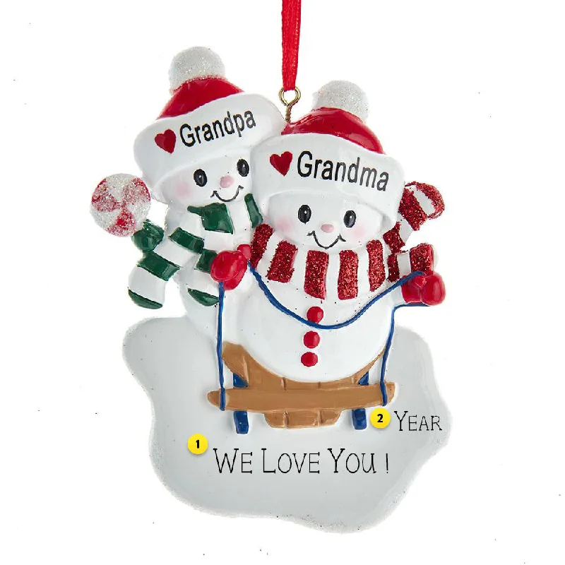 Personalized Grandpa & Grandma Snow Couple Ornament