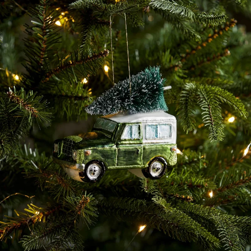 Green Glass 4x4 Car Bauble