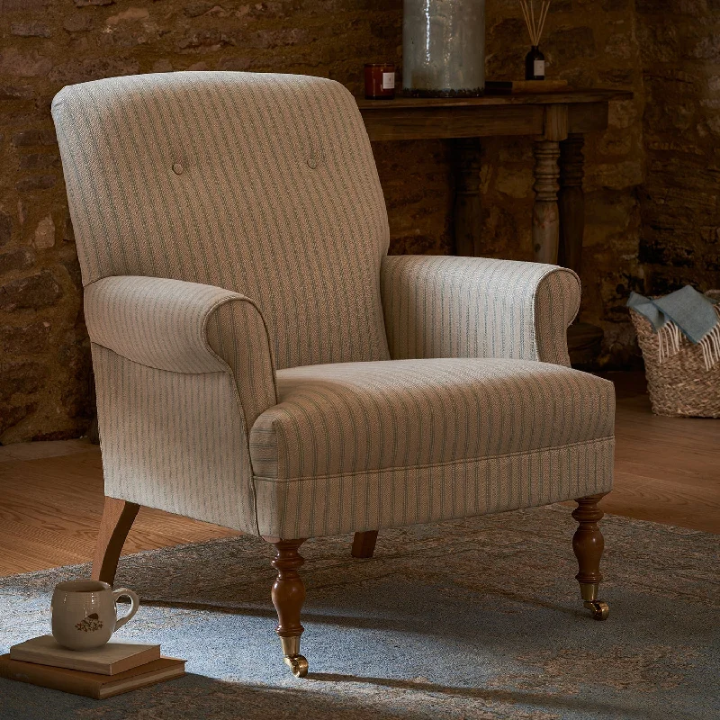 Hambleton Armchair - Burley Blue Stripe