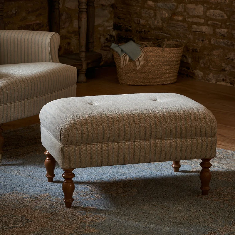 Hambleton Footstool - Burley Blue Stripe