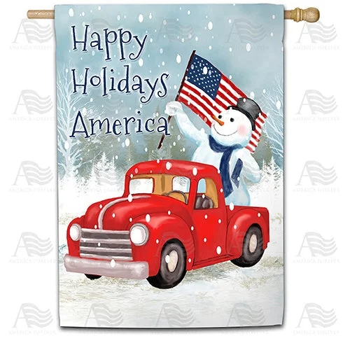 Happy Holidays America Double Sided House Flag