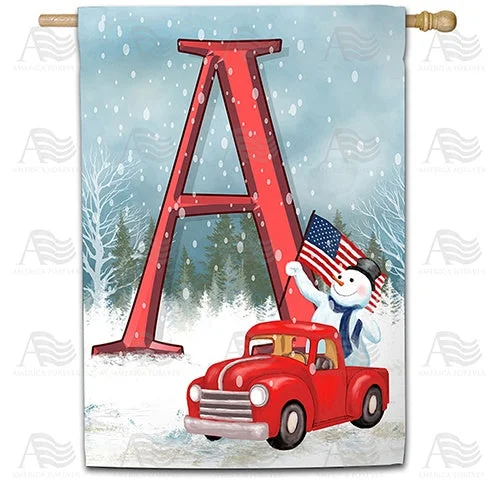 Happy Holidays America Monogram Double Sided House Flag