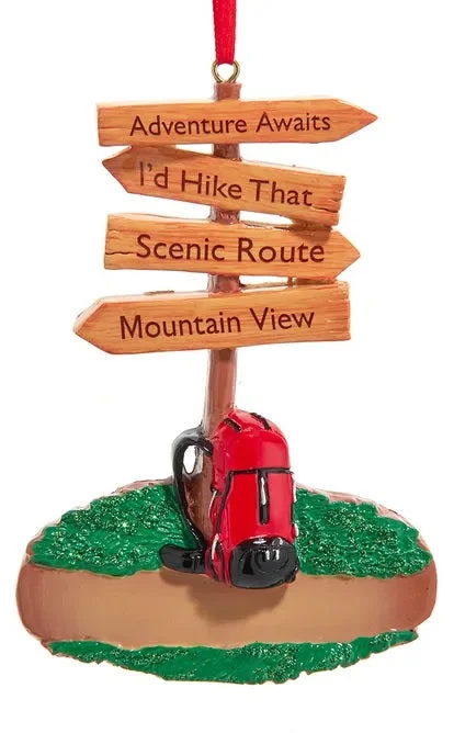 4.38" Hiking Sign Ornament for Personalization