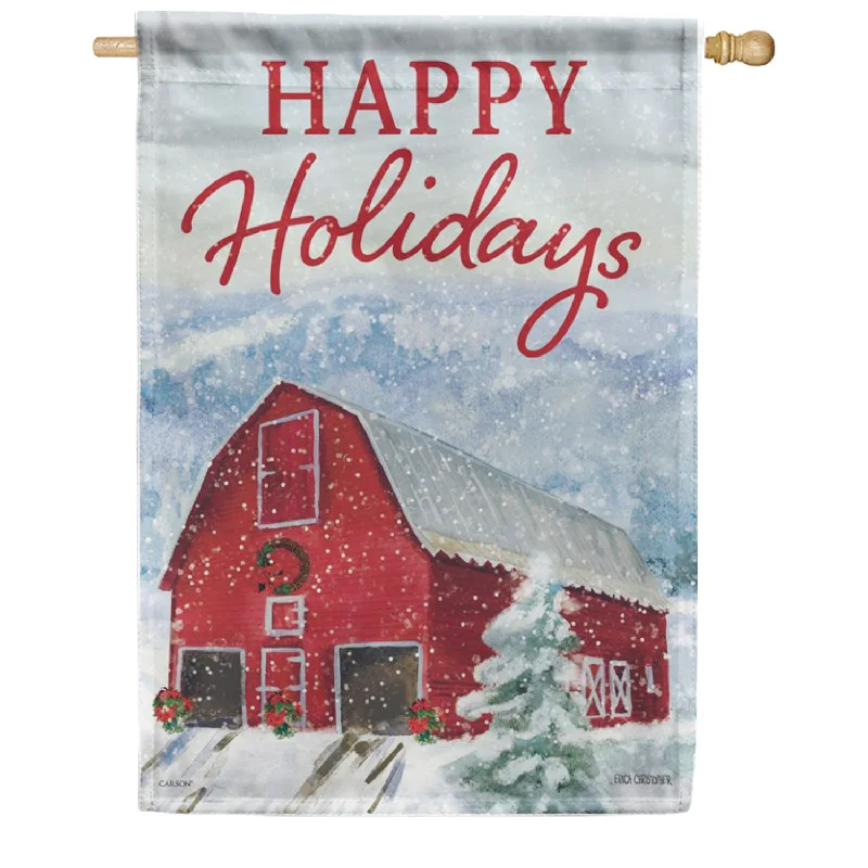 Holiday Barn House Flag