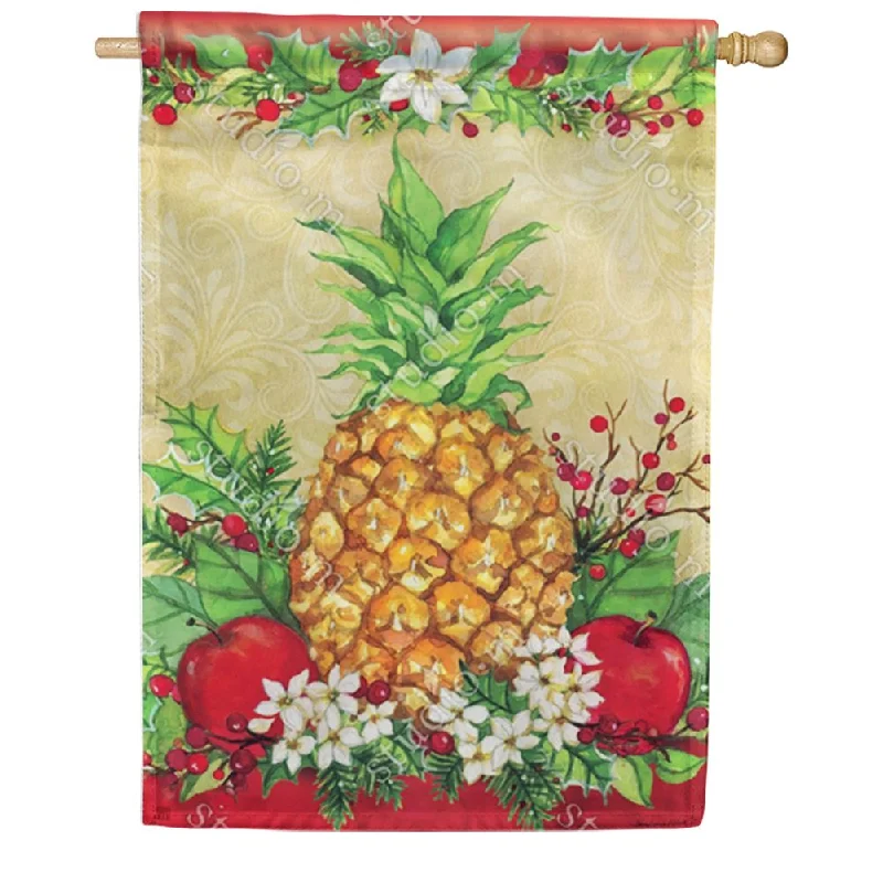 Holiday Pineapple Holly House Flag