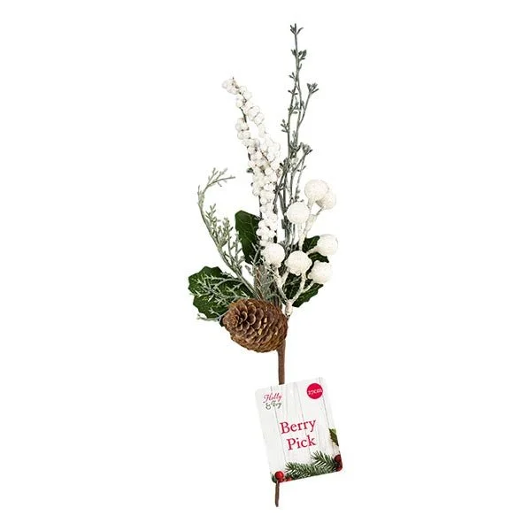 Holly & Ivy White Berry Pick 27cm