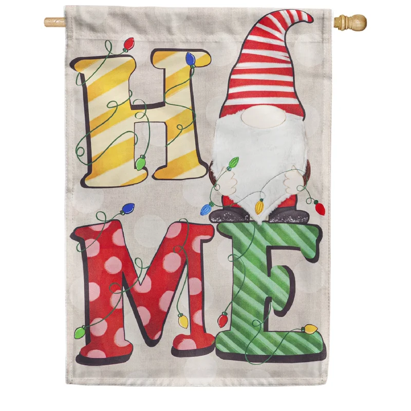 Home Gnome Burlap Double Sided House Flag