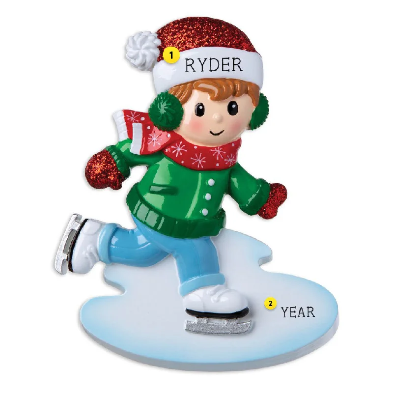 Personalized Ice Skater Boy Ornament