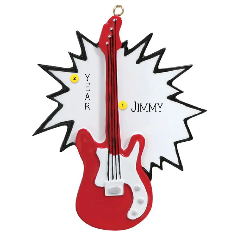 Personalized Electric Guitar Ornament - Red