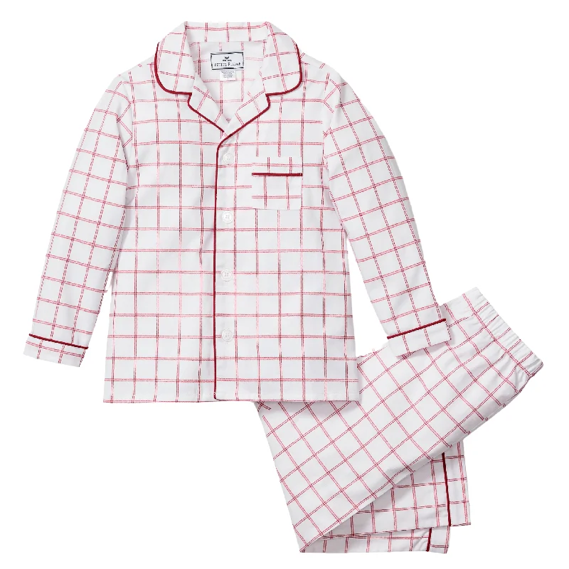 Kid's Twill Pajama Set in Garnet Tattersall