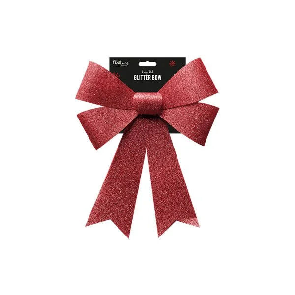 Large Red Glitter Bow 43x30x6cm