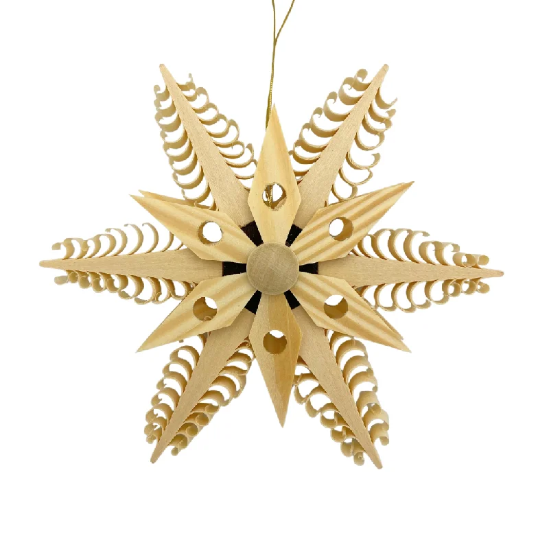 Curled Wood Star, 6 flat trees, natural star center by Martina Rudolph