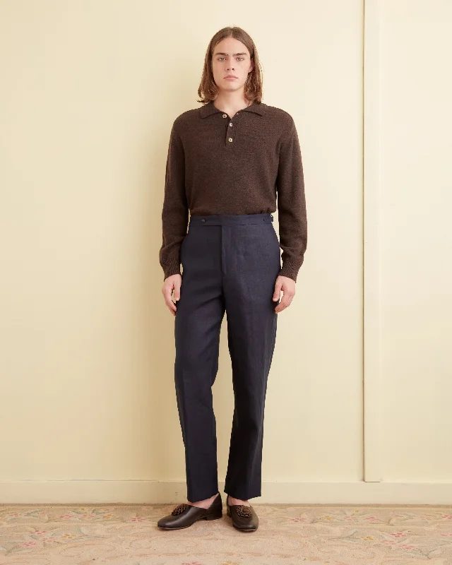 Linen Suiting Trousers - Navy