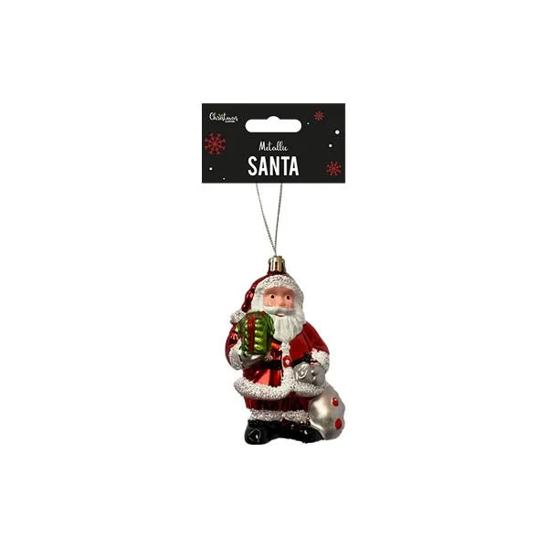 Metallic Santa Decoration 10.5cm