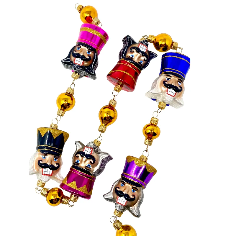 Nutcracker Blown Glass Christmas Garland